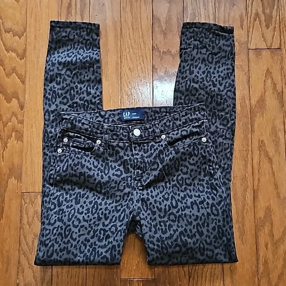GAP Black and Grey Leopard Print Jeggings - Picture 1 of 5